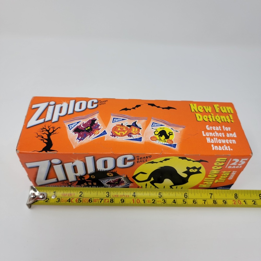NOS 2009 Ziploc Halloween Print Quart Bags - 25 count - Bats Cats Jack-O-Lantern - Picture 14 of 14